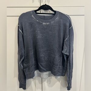 Lululemon distressed knit Crewneck Sweater - Washed Slate Blue